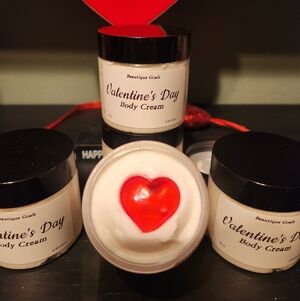 Valentine's Day Body Cream with Red Heart Topper